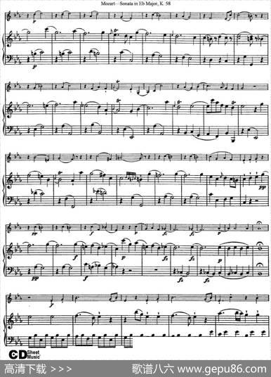 ViolinSonatainEbMajorK.58（小提琴+钢琴伴奏）