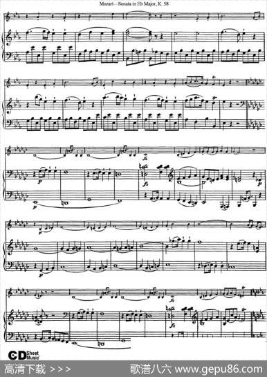 ViolinSonatainEbMajorK.58（小提琴+钢琴伴奏）