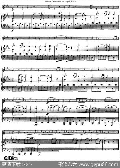ViolinSonatainEbMajorK.58（小提琴+钢琴伴奏）