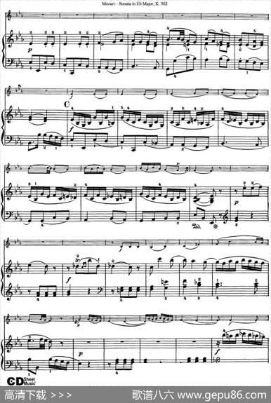 ViolinSonatainEbMajorK.302（小提琴+钢琴伴奏）