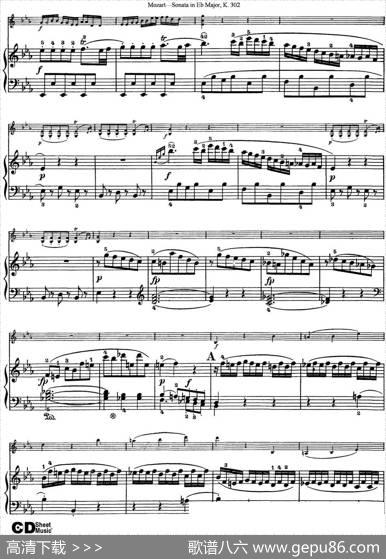 ViolinSonatainEbMajorK.302（小提琴+钢琴伴奏）