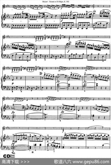 ViolinSonatainEbMajorK.302（小提琴+钢琴伴奏）