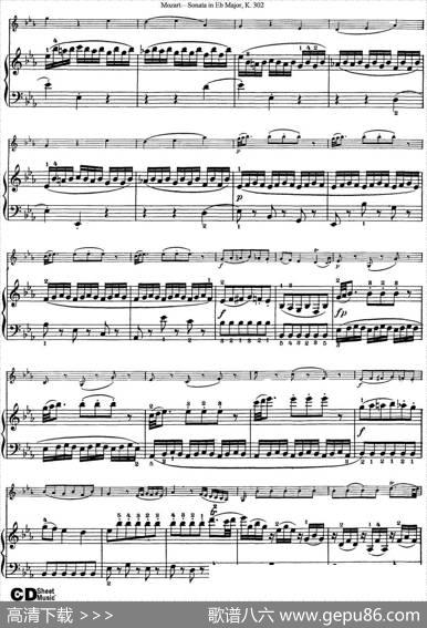 ViolinSonatainEbMajorK.302（小提琴+钢琴伴奏）