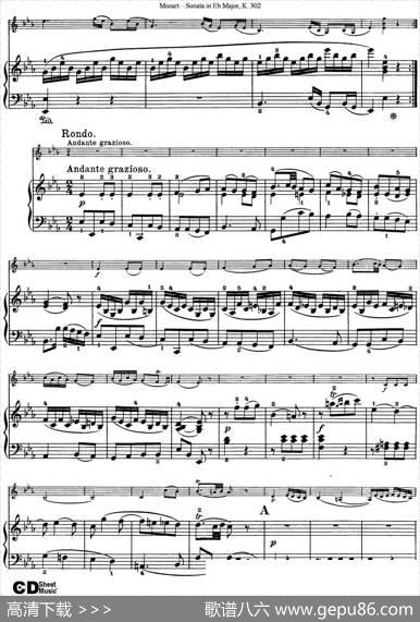 ViolinSonatainEbMajorK.302（小提琴+钢琴伴奏）