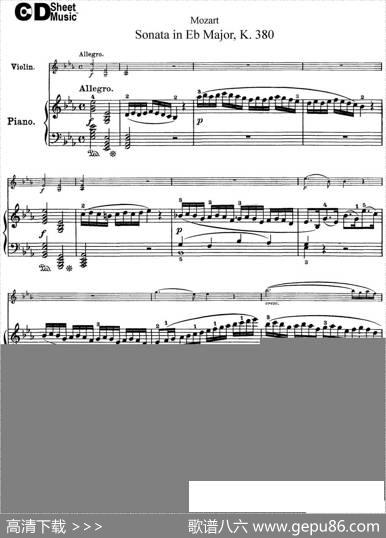 ViolinSonatainEbMajorK.380（小提琴+钢琴伴奏）