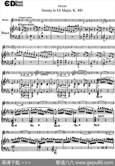 ViolinSonatainEbMajorK.481（小提琴+钢琴伴奏）