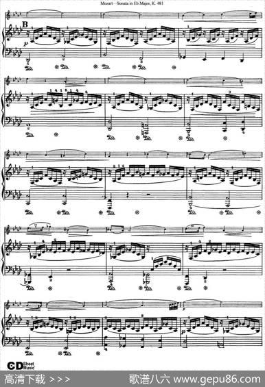 ViolinSonatainEbMajorK.481（小提琴+钢琴伴奏）