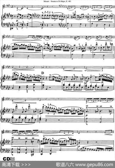 ViolinSonatainEbMajorK.481（小提琴+钢琴伴奏）