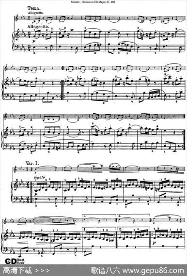 ViolinSonatainEbMajorK.481（小提琴+钢琴伴奏）