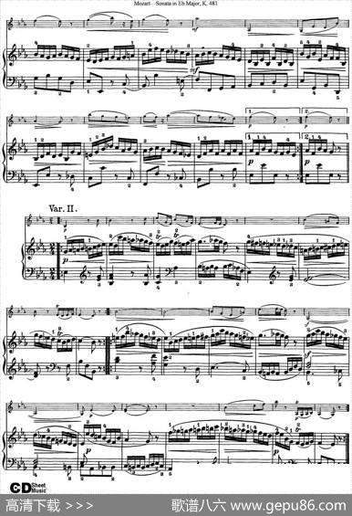 ViolinSonatainEbMajorK.481（小提琴+钢琴伴奏）