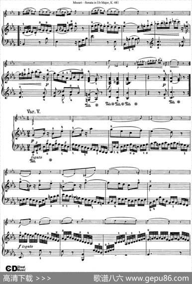 ViolinSonatainEbMajorK.481（小提琴+钢琴伴奏）