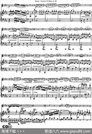 ViolinSonatainEbMajorK.481（小提琴+钢琴伴奏）