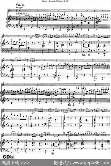 ViolinSonatainEbMajorK.481（小提琴+钢琴伴奏）