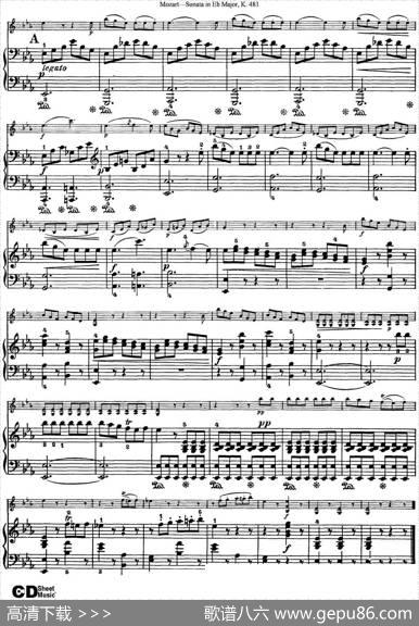 ViolinSonatainEbMajorK.481（小提琴+钢琴伴奏）