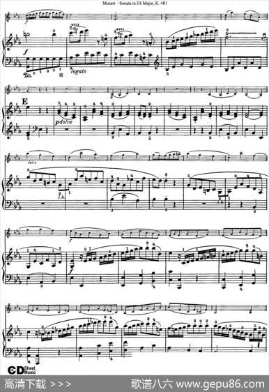 ViolinSonatainEbMajorK.481（小提琴+钢琴伴奏）