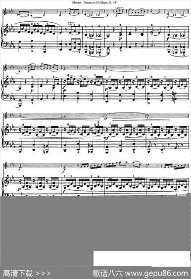 ViolinSonatainEbMajorK.481（小提琴+钢琴伴奏）