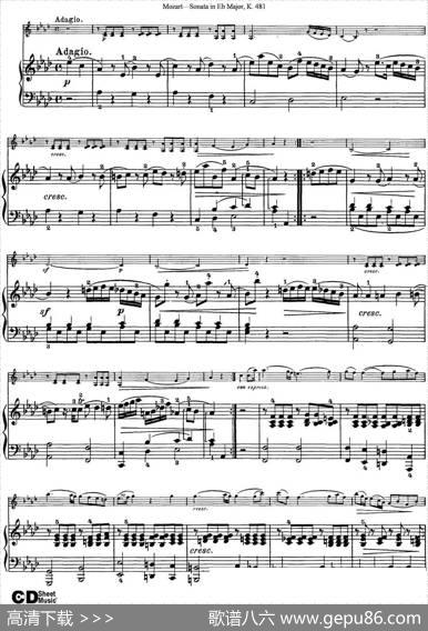 ViolinSonatainEbMajorK.481（小提琴+钢琴伴奏）