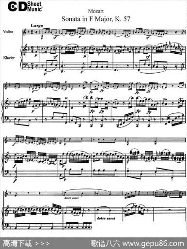 ViolinSonatainFMajorK.357（小提琴+钢琴伴奏）