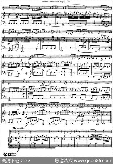 ViolinSonatainFMajorK.357（小提琴+钢琴伴奏）