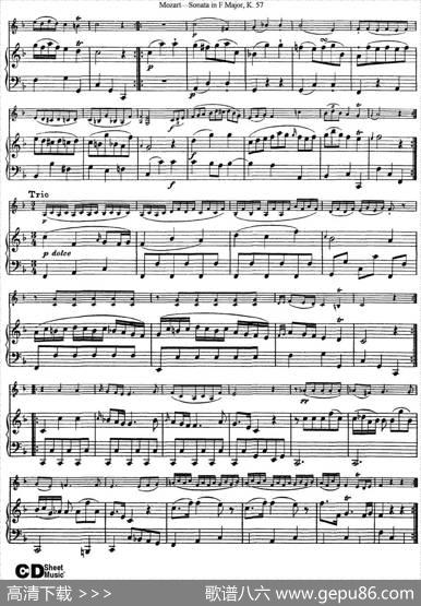 ViolinSonatainFMajorK.357（小提琴+钢琴伴奏）