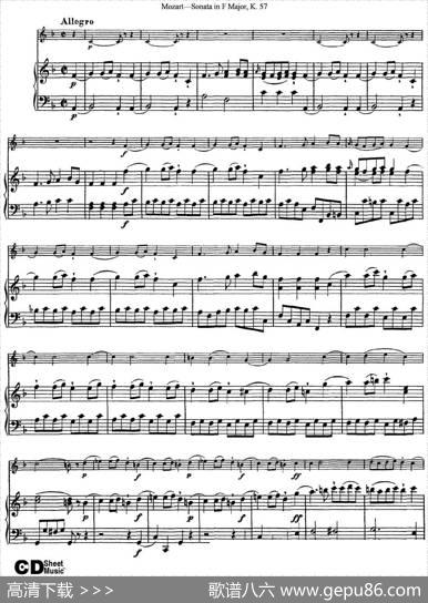 ViolinSonatainFMajorK.357（小提琴+钢琴伴奏）