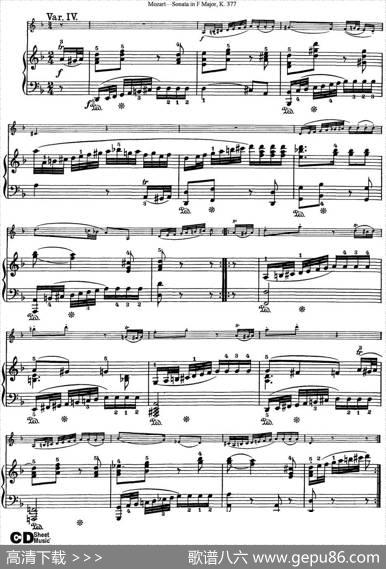 ViolinSonatainFMajorK.377（小提琴+钢琴伴奏）