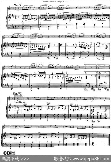 ViolinSonatainFMajorK.377（小提琴+钢琴伴奏）