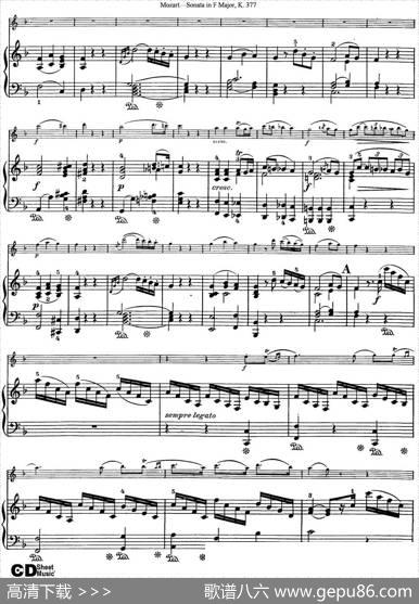 ViolinSonatainFMajorK.377（小提琴+钢琴伴奏）