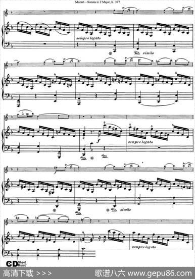 ViolinSonatainFMajorK.377（小提琴+钢琴伴奏）