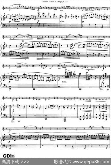 ViolinSonatainFMajorK.377（小提琴+钢琴伴奏）
