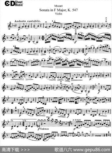 ViolinSonatainFMajorK.547