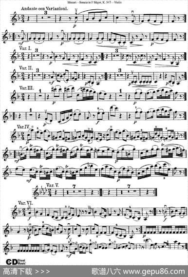 ViolinSonatainFMajorK.547