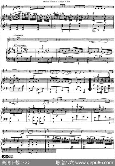 ViolinSonatainGMajorK.379（小提琴+钢琴伴奏）