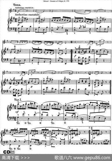 ViolinSonatainGMajorK.379（小提琴+钢琴伴奏）