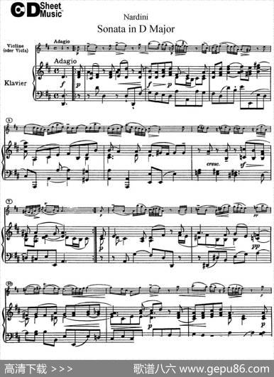 NardiniViolinSonatainDMajor（小提琴+钢琴伴奏）