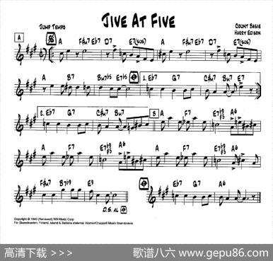 降B爵士乐谱：JIVEATFIVE