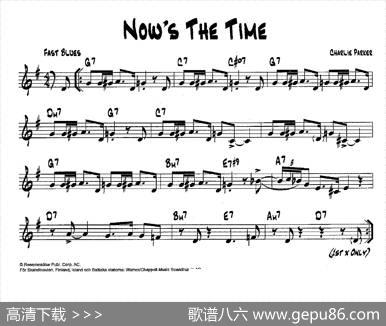 降B爵士乐谱：NOW'STHETIME