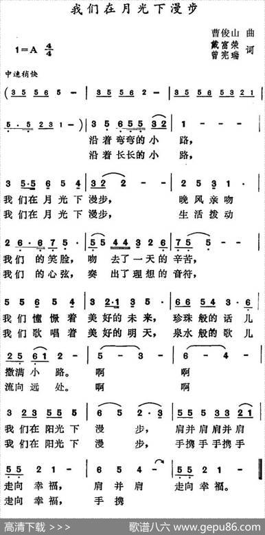我们在月光下漫步 - 戴富荣、曾宪瑞|曹俊山