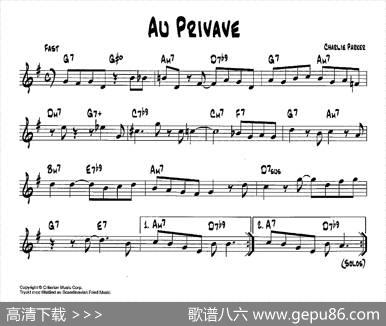 降B爵士乐谱：AUPRIVAVE