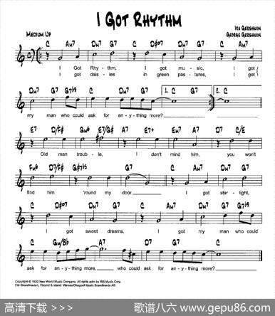 降B爵士乐谱：IGOTRHYTHM