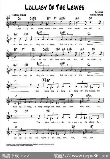 降B爵士乐谱：LULLABYOFTHELEAVES