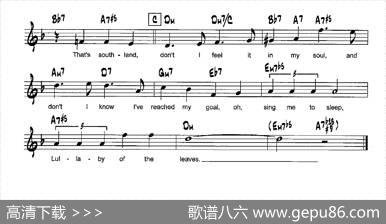 降B爵士乐谱：LULLABYOFTHELEAVES