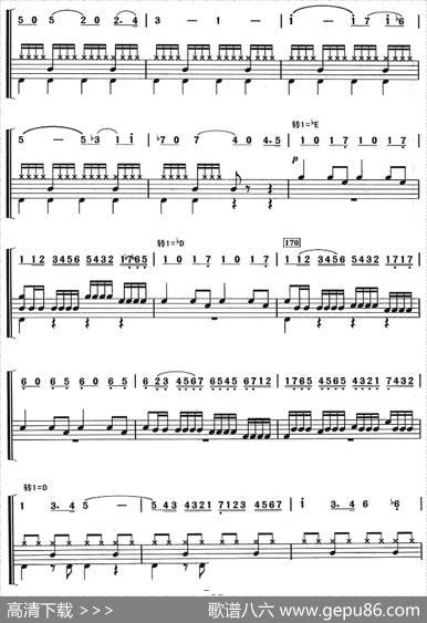鲁斯兰与柳德米拉序曲（架子鼓、主旋律+鼓谱）|格林卡