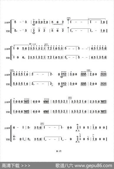 马兰花开（琵琶分谱）|雷振邦、刘明源编曲