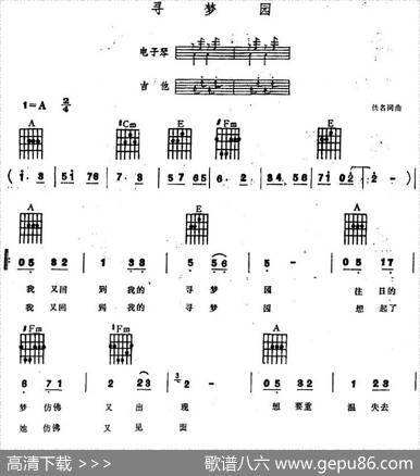 寻梦园（电子琴吉他弹唱） - 佚名|佚名