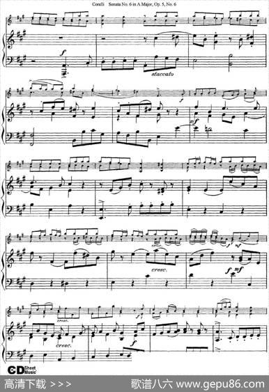 SonataNo.6inAMajorOp.5No.6（小提琴+钢琴伴奏）