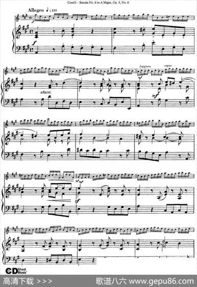 SonataNo.6inAMajorOp.5No.6（小提琴+钢琴伴奏）