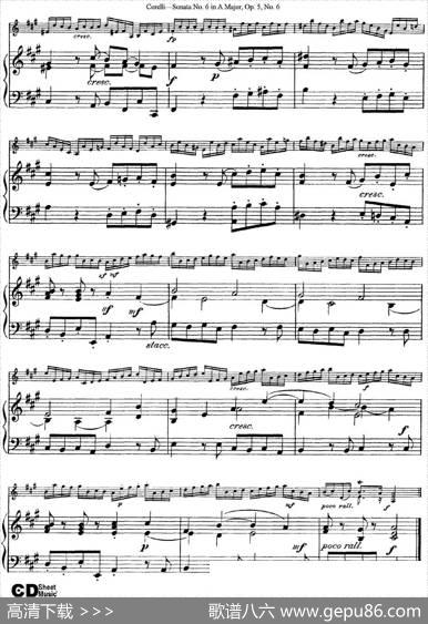 SonataNo.6inAMajorOp.5No.6（小提琴+钢琴伴奏）