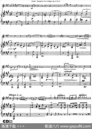 SonataNo.6inAMajorOp.5No.6（小提琴+钢琴伴奏）