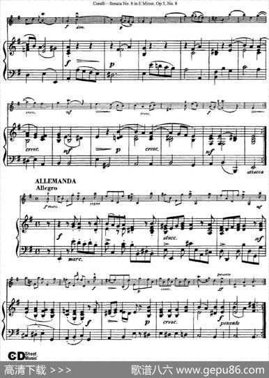 SonataNo.8inEMinorOp.5No.8（小提琴+钢琴伴奏）